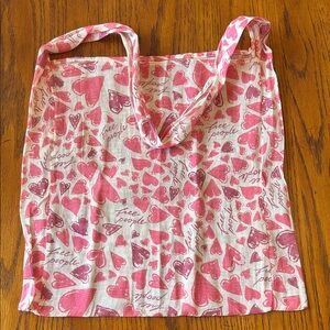 Free People Pink Heart-Print Reusable Tote